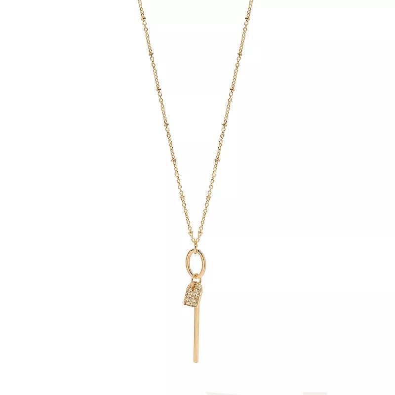 LC Lauren Conrad Gold Tone Long Dogtag Pendant Necklace, Womens Product Image