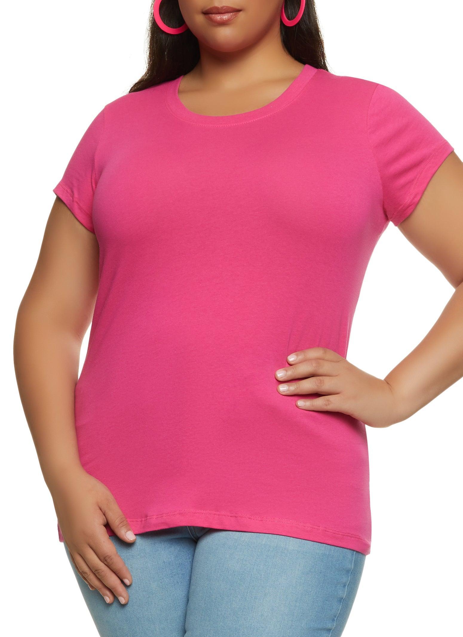 Womens Plus Size Basic Short Sleeve Crew Neck Tee Product Image