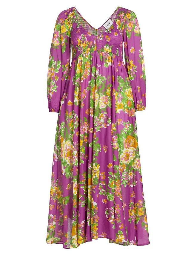 Womens Smocked Floral Maxi Dress Product Image