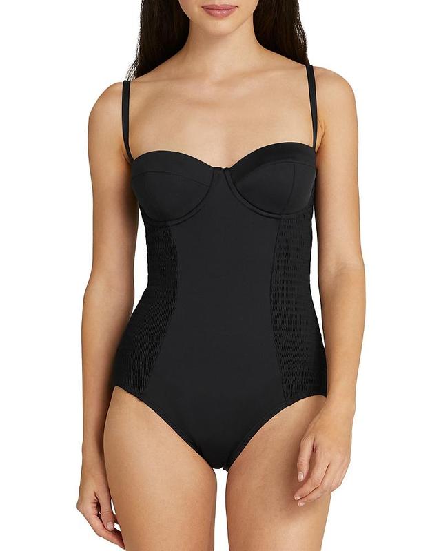 kate spade new york Womens Smocked Underwire One-Piece Swimsuit Womens Swimsuit Product Image