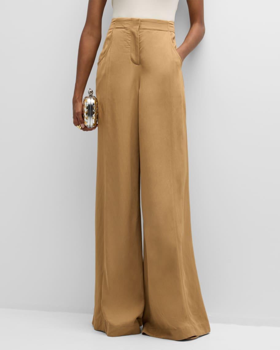 Demie High-Rise Linen-Blend Flare Pants Product Image