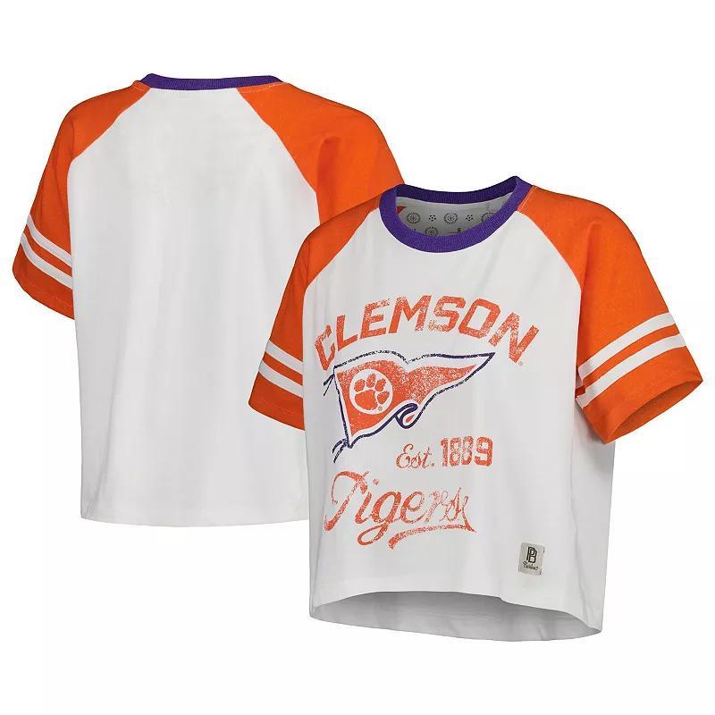 Womens Pressbox Clemson Tigers Melange Beaumont Cropped Raglan T-Shirt Product Image