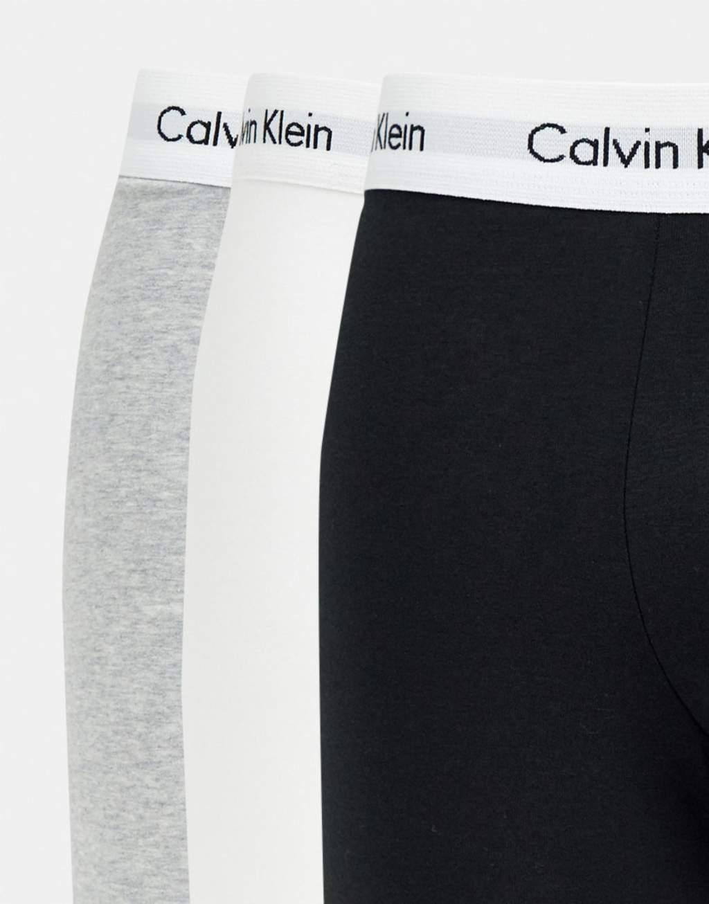 Calvin Klein Cotton Stretch 3 pack boxer briefs in black, white and gray Product Image