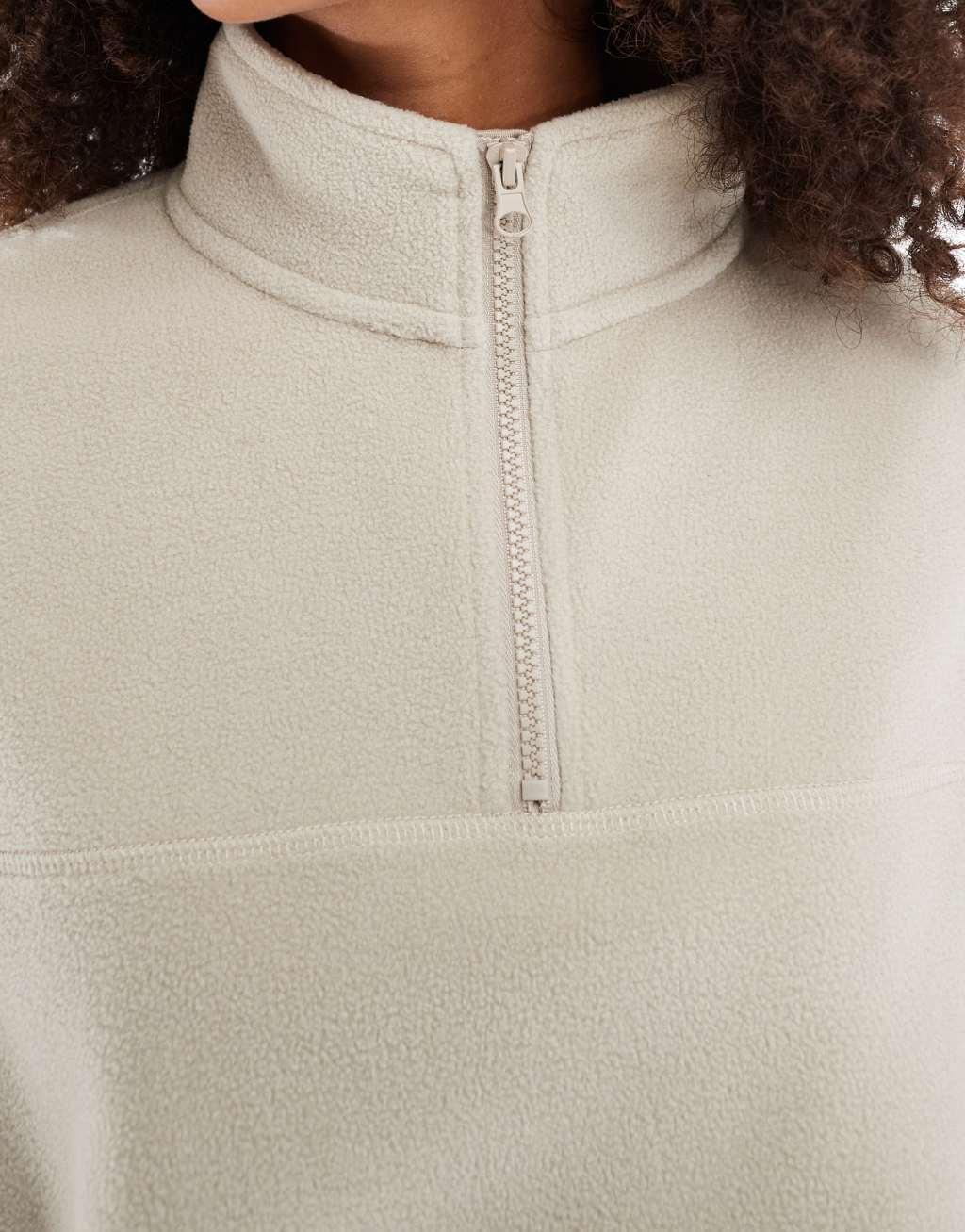 ASOS DESIGN half zip fleece in stone Product Image