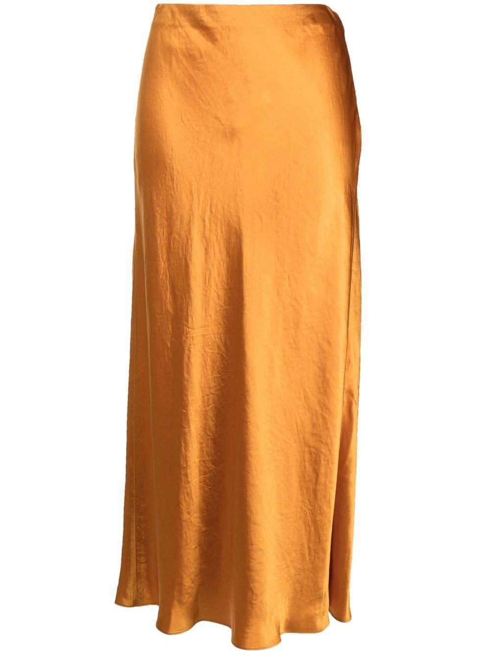 High-waisted Midi Skirt In Gold Product Image