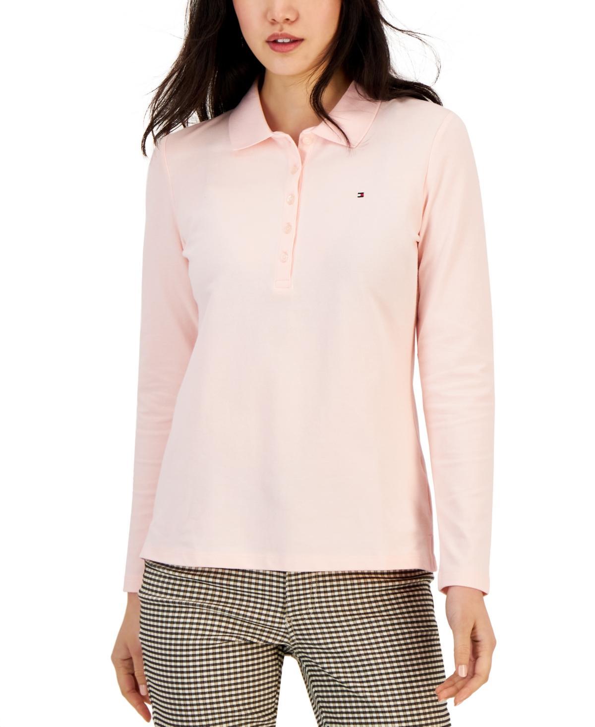 Tommy Hilfiger Womens Logo Long-Sleeve Polo Shirt Product Image