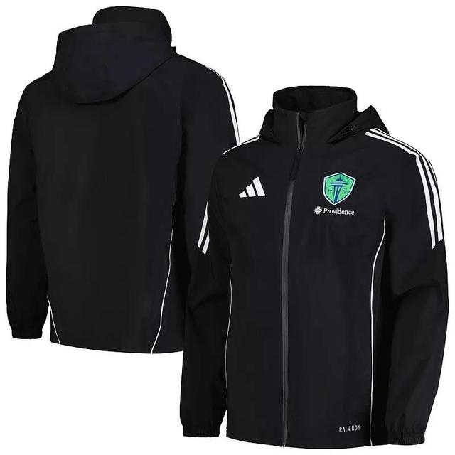 Mens adidas Black Seattle Sounders FC Tiro 24 Full-Zip Hoodie Rain Jacket Product Image