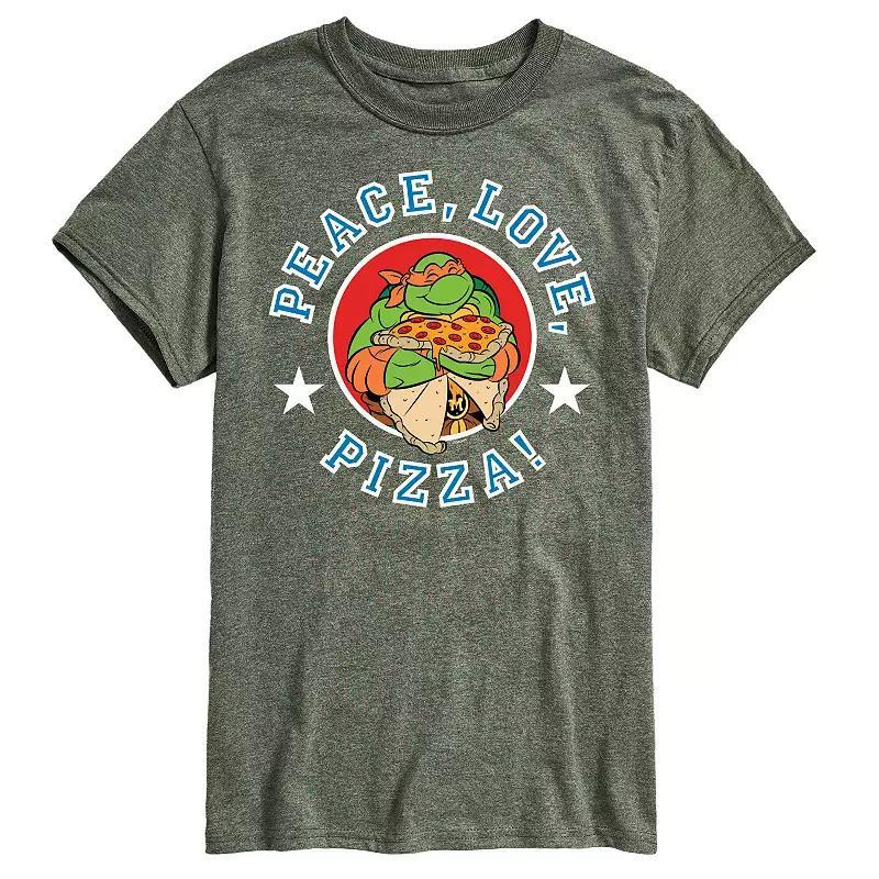 Mens Teenage Mutant Ninja Turtles Peace Love Graphic Tee Grey Green Product Image