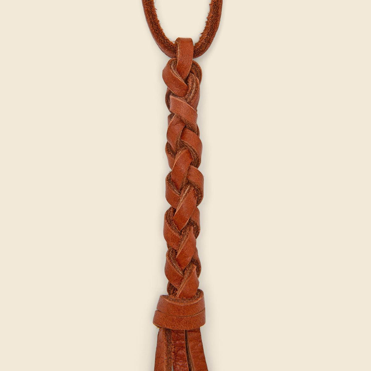 Braided Leather Necklace - Black/Rust Product Image