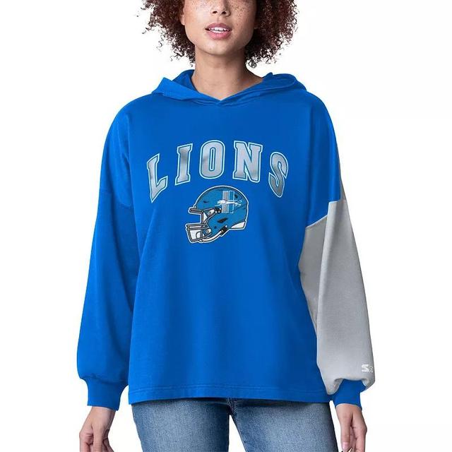 Womens Starter Detroit Lions Power Move Long Sleeve Pullover Hoodie Product Image