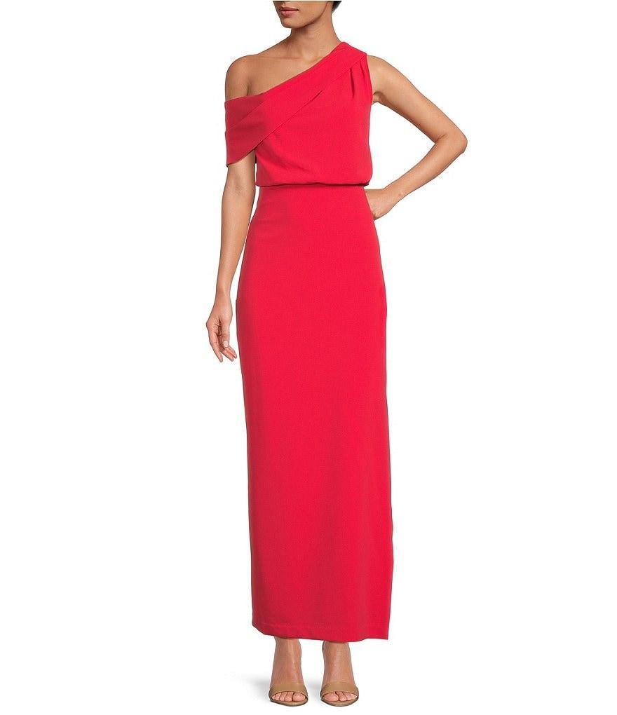 Belle Badgley Mischka Raya One Shoulder Draped Side Slit Maxi Dress Product Image