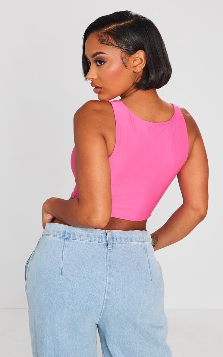 Shape Bright Pink Slinky Square Neck Crop Top Product Image