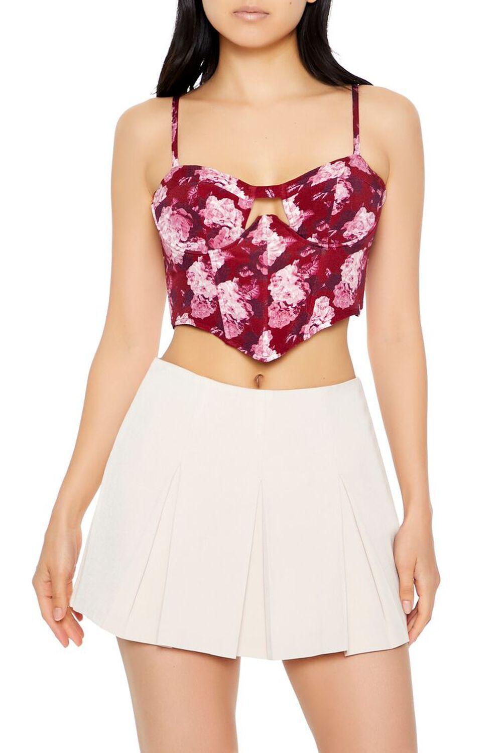 Floral Print Corset Cropped Cami | Forever 21 Product Image