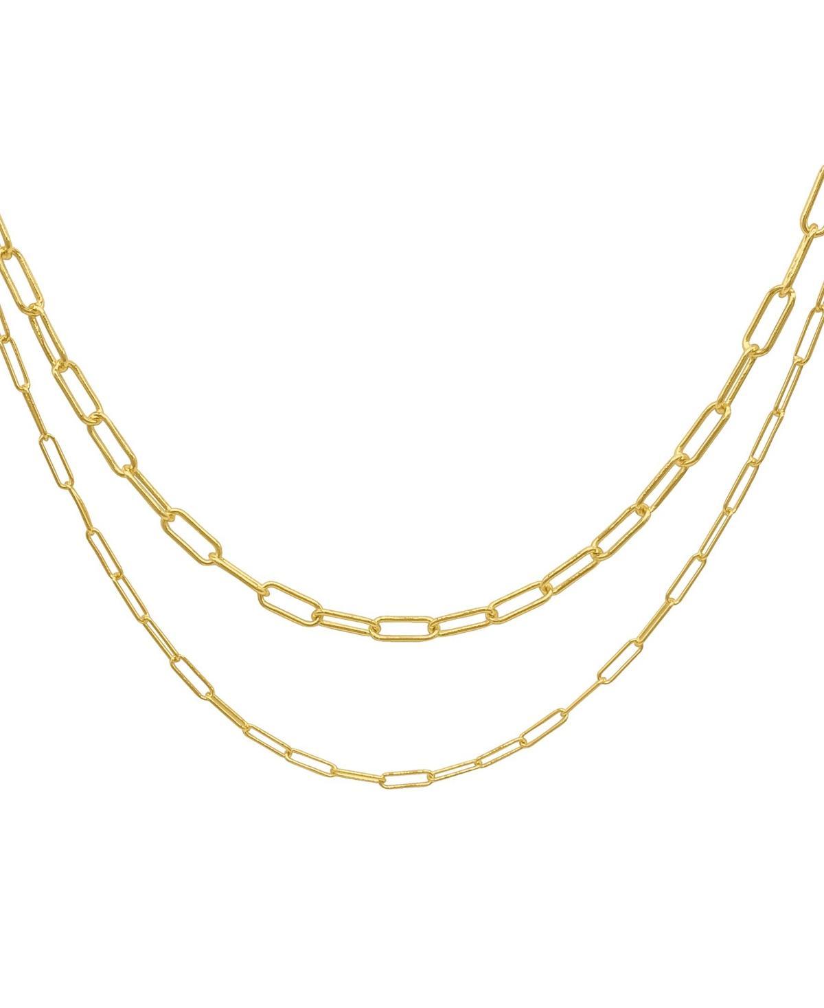 Adornia 14k Gold Plated Stainless Steel Paper Clip Chain Necklace Set, Womens Gold Tone Product Image