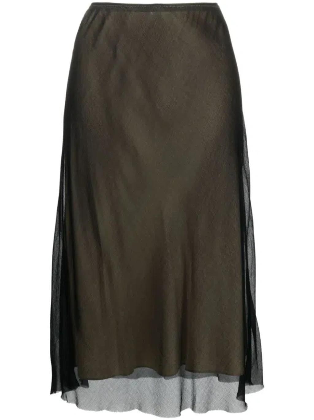 Sheer Slip Midi Skirt In Brown Product Image