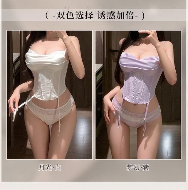 Lingerie Set: Wired Corset Top + Panties Product Image