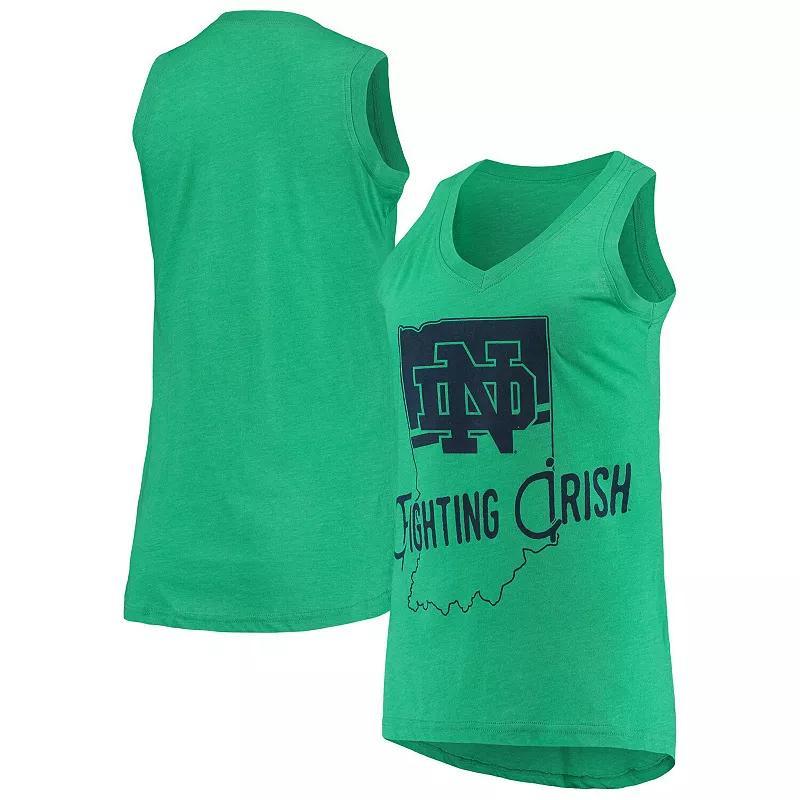 Womens Pressbox Heathered Green Notre Dame Fighting Irish Ferris Melange V-Neck Tank Top Product Image