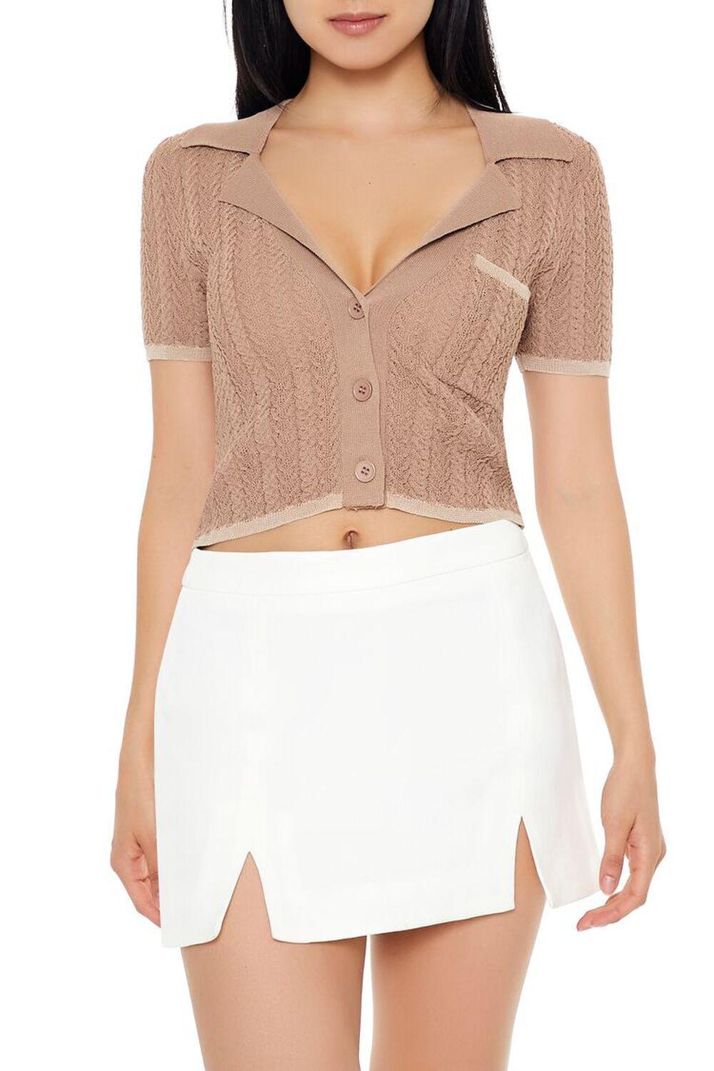 Sweater-Knit Cropped Shirt | Forever 21 Product Image