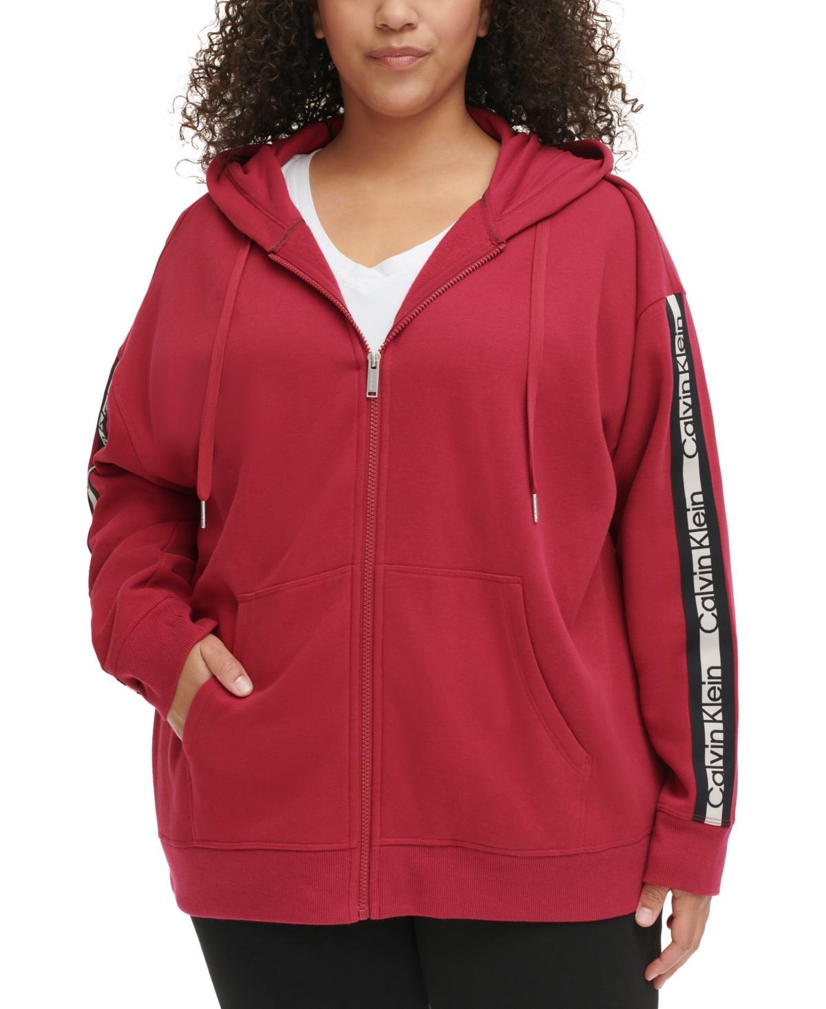 Calvin Klein Performance Plus Size Logo-Stripe Hoodie Product Image