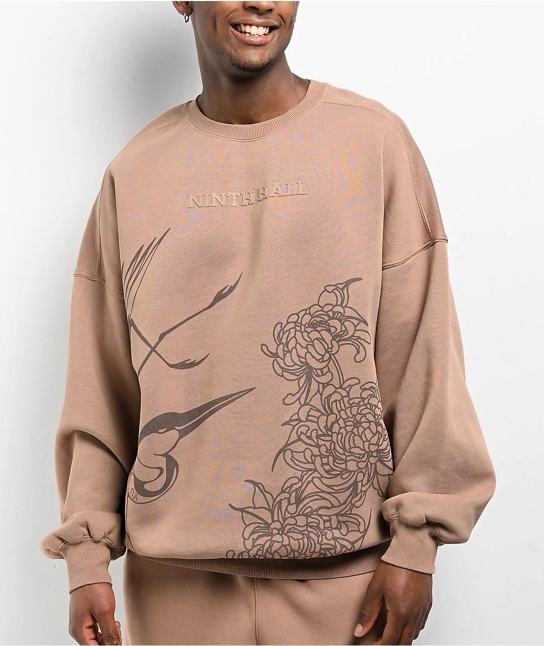 Ninth Hall Crane Brown Oversized Crewneck Sweatshirt Product Image