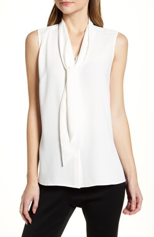 Womens Draped Crepe De Chine Tie-Neck Blouse Product Image