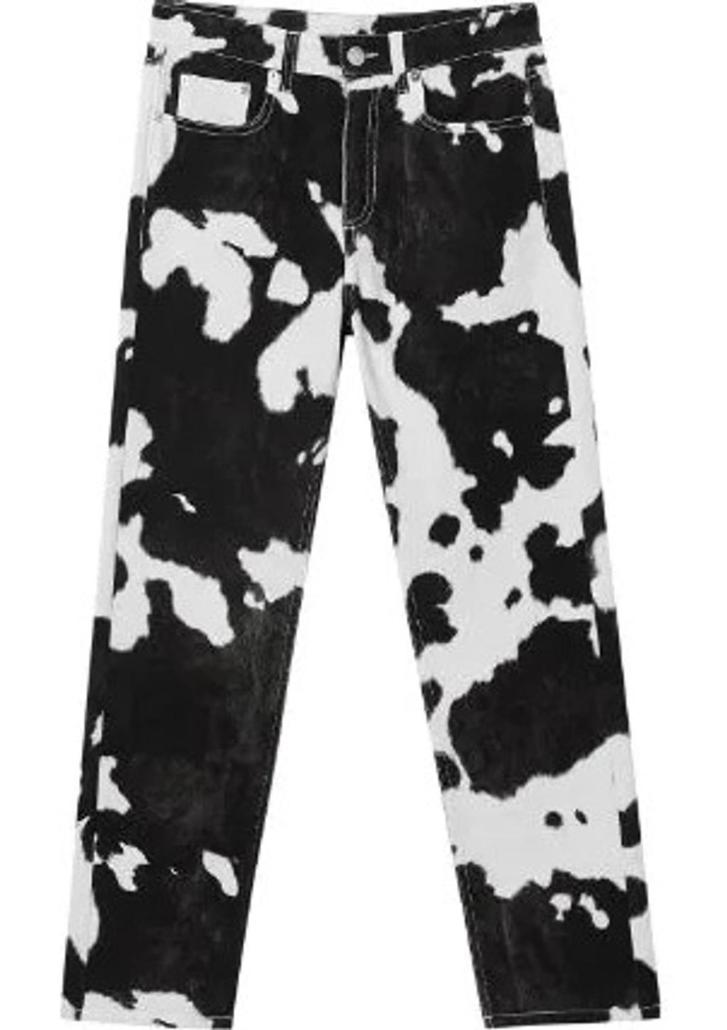 BURBERRY Cow Print Straight-fit Denim Jeans In Black Pattern Product Image