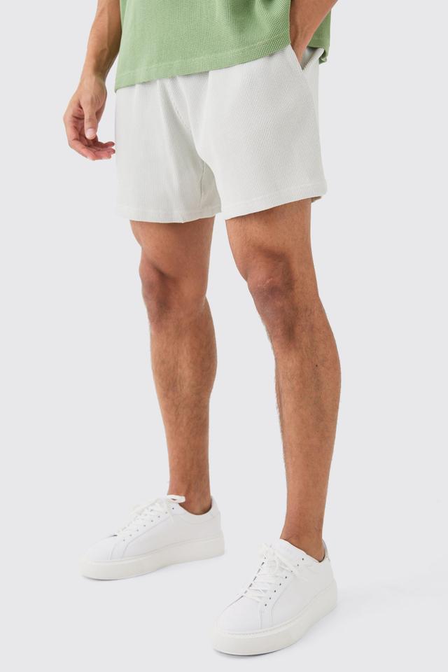 Relaxed Short Length Waffle Short | boohooMAN USA Product Image