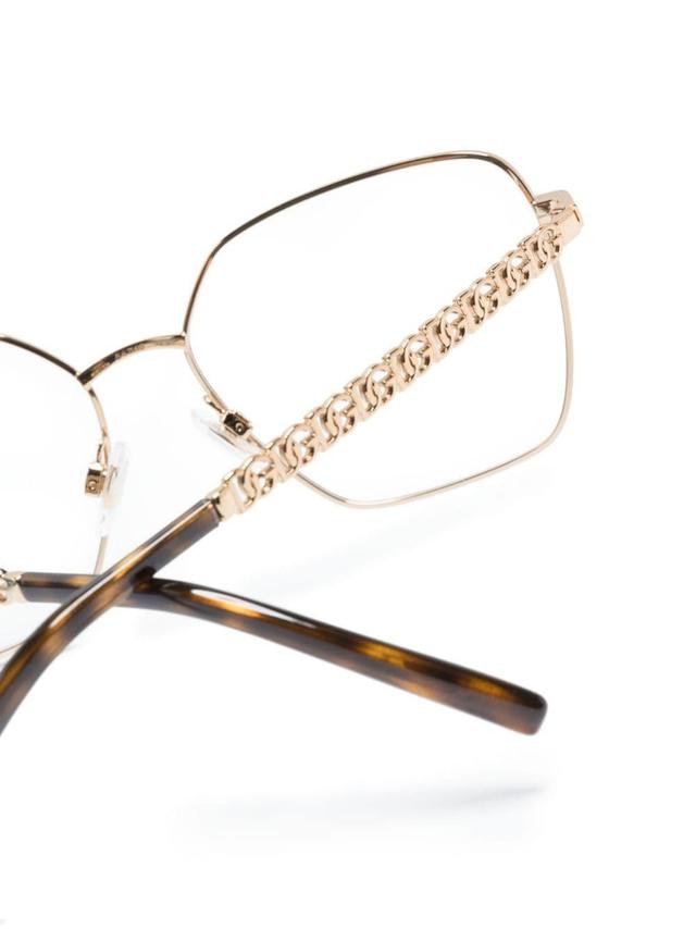 Tortoiseshell-effect Square-frame Glasses In Gold Product Image