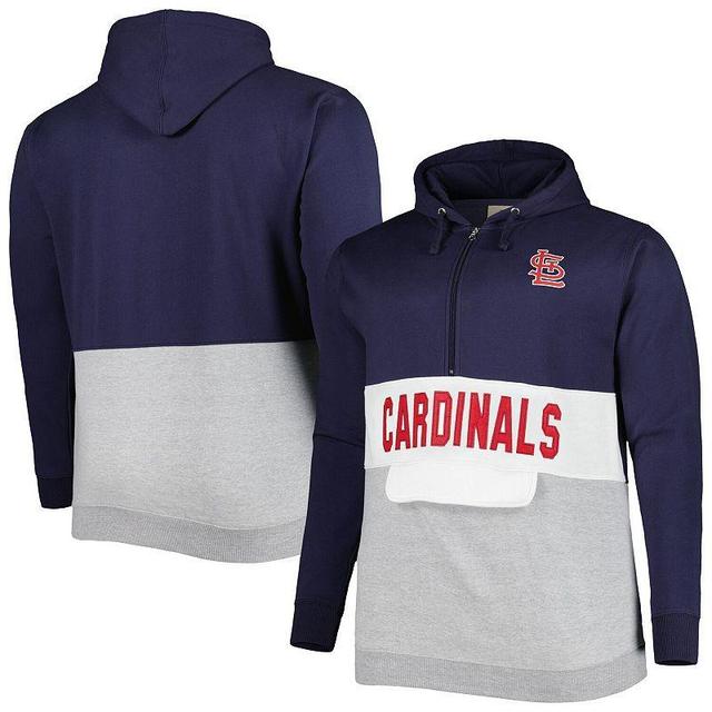 Mens /White St. Louis Cardinals Big & Tall Fleece Half-Zip Hoodie Blue Product Image