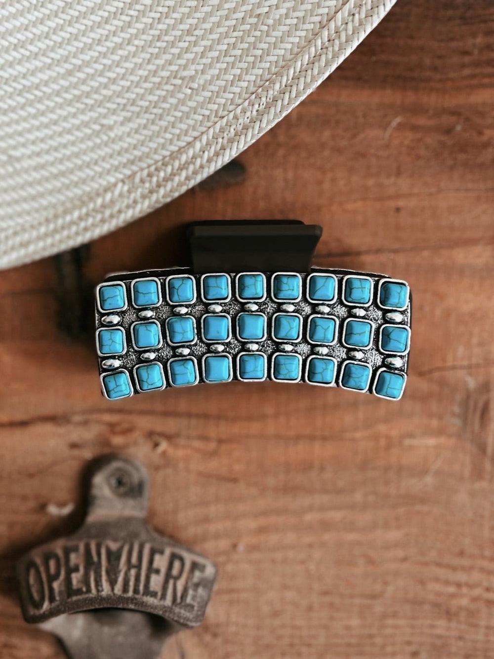 Western Silver and Turquoise Concho Claw Clip product image