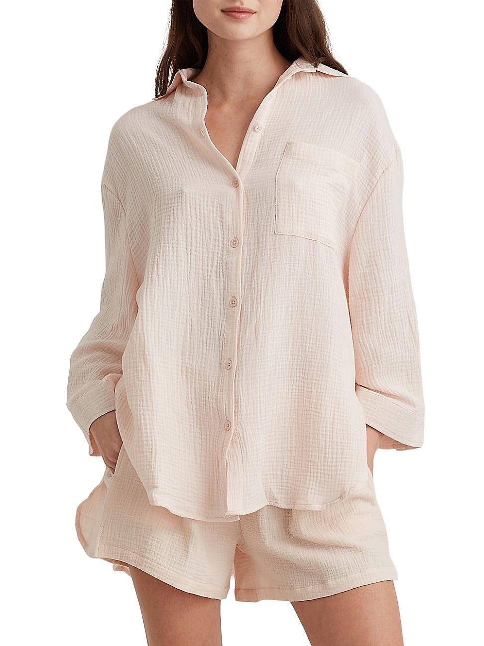 Womens PJ Shirt Ashley Cotton Button-Front Shirt Product Image