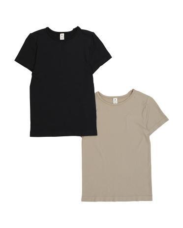 2pk Fitted Short Sleeve Crew Neck Shirts for Women | Spandex/Nylon Product Image