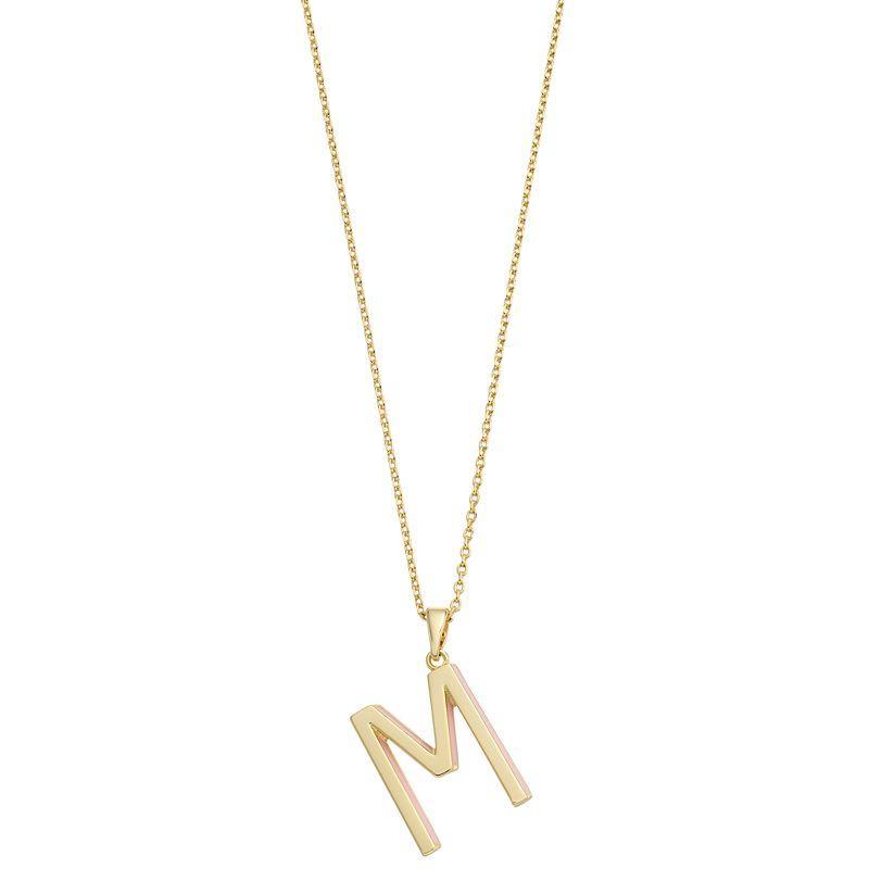 City Luxe Gold Tone Initial Charm Pendant Necklace, Womens Gold Tone E Product Image