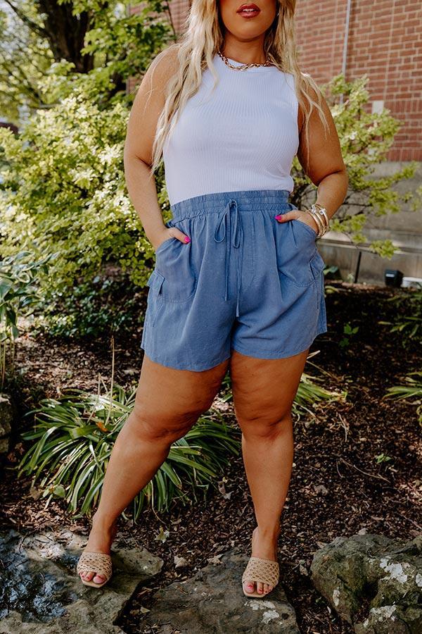 The Aleena High Waist Shorts In Airy Blue Curves Product Image