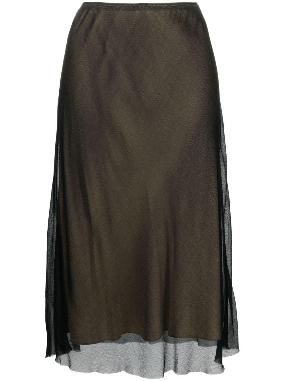 Sheer Slip Midi Skirt In Brown Product Image