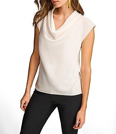 Donna Karan Knit Cowl Neck Short Sleeve Blouse Product Image