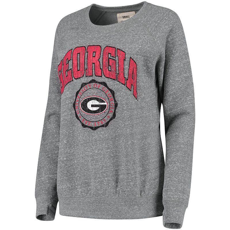 Womens Pressbox Heathered Gray Georgia Bulldogs Edith Vintage Knobi Pullover Sweatshirt Product Image