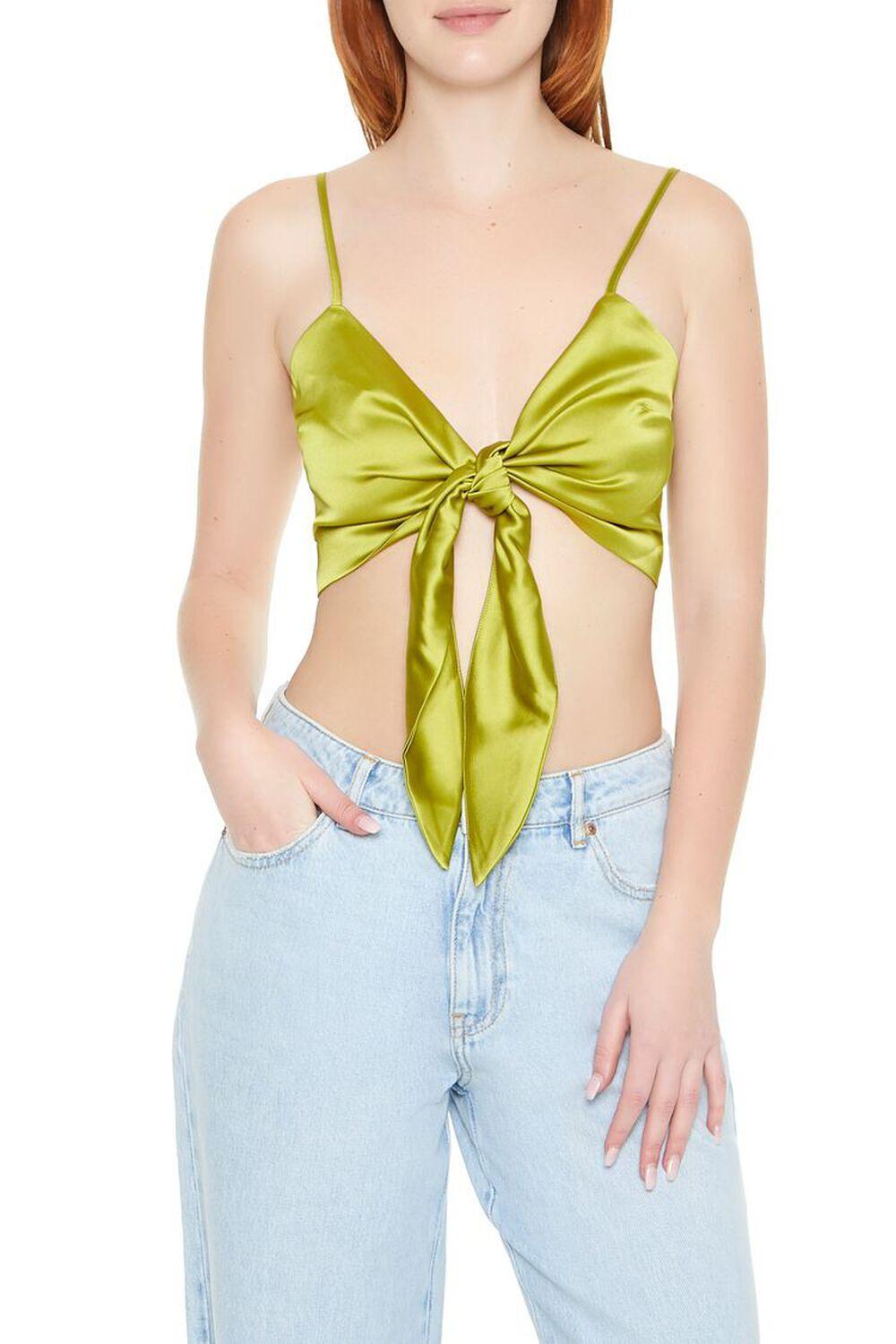 Satin Bow Cropped Cami | Forever 21 Product Image