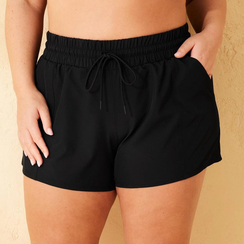 Womens Swim Board Shorts with Pockets - Shade & Shore Black 2X Product Image