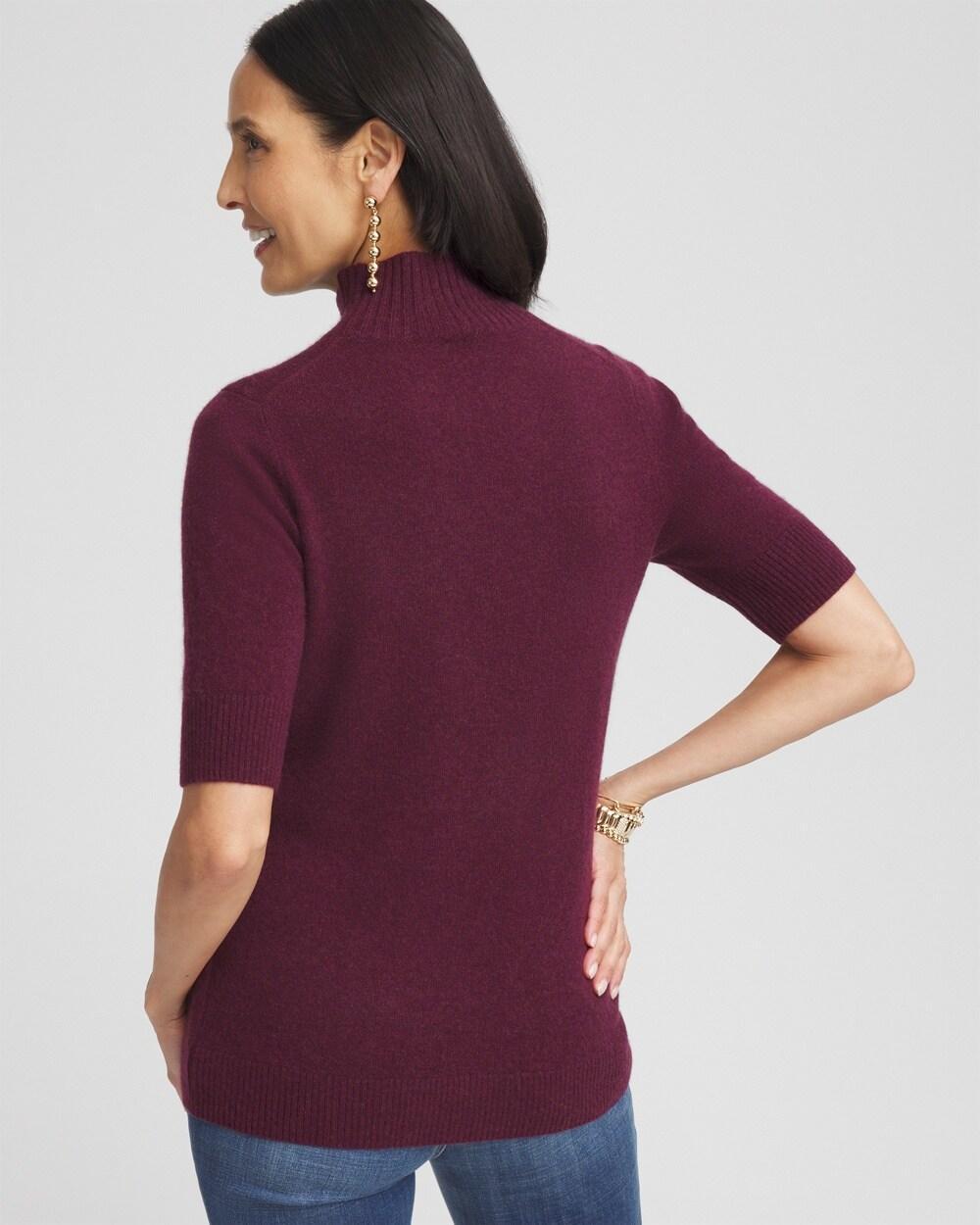 Cashmere Elbow Sleeve Mock Neck Sweater Product Image