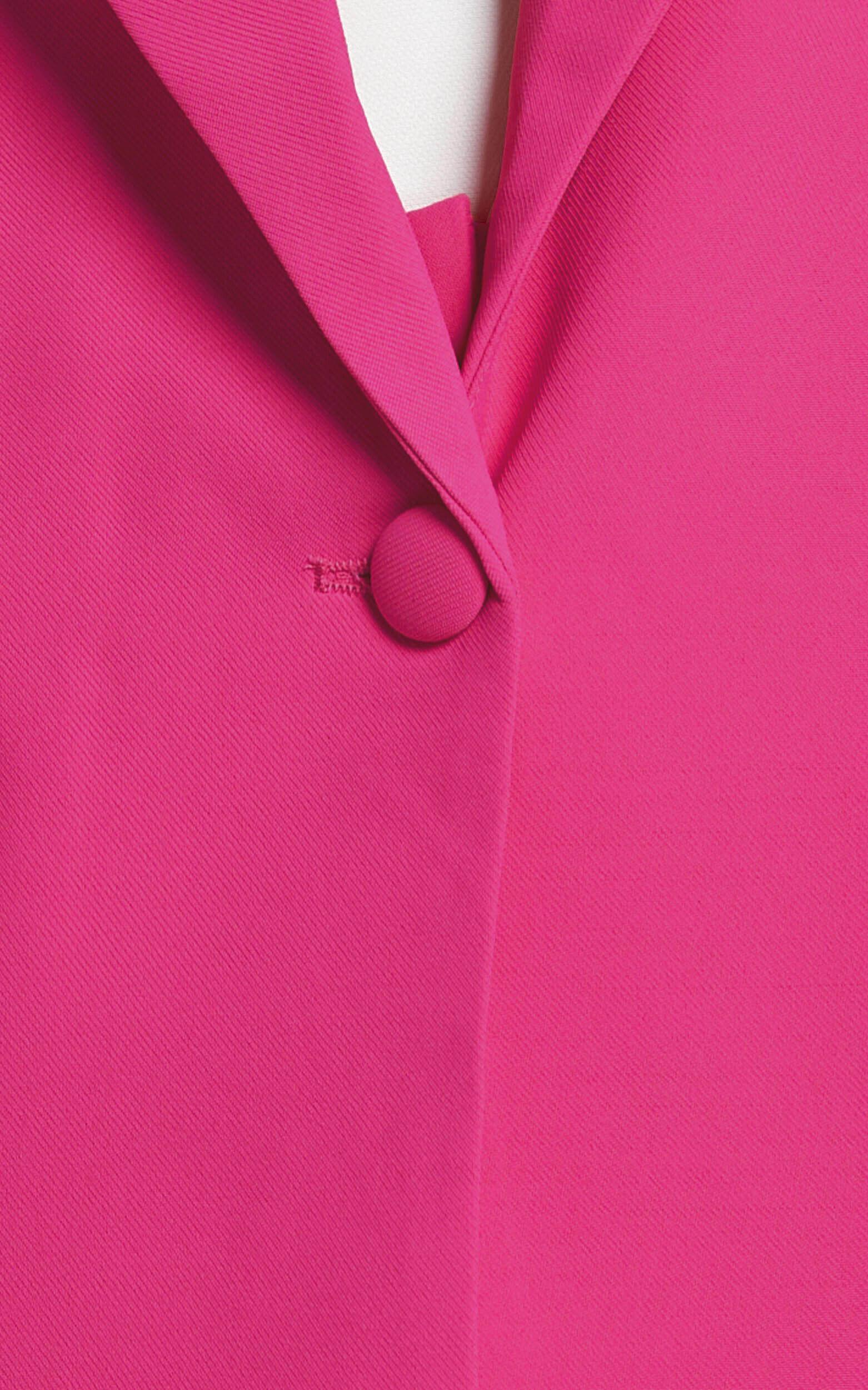 Michelle Blazer - Oversized Plunge Neck Button Up Blazer in Pink Product Image