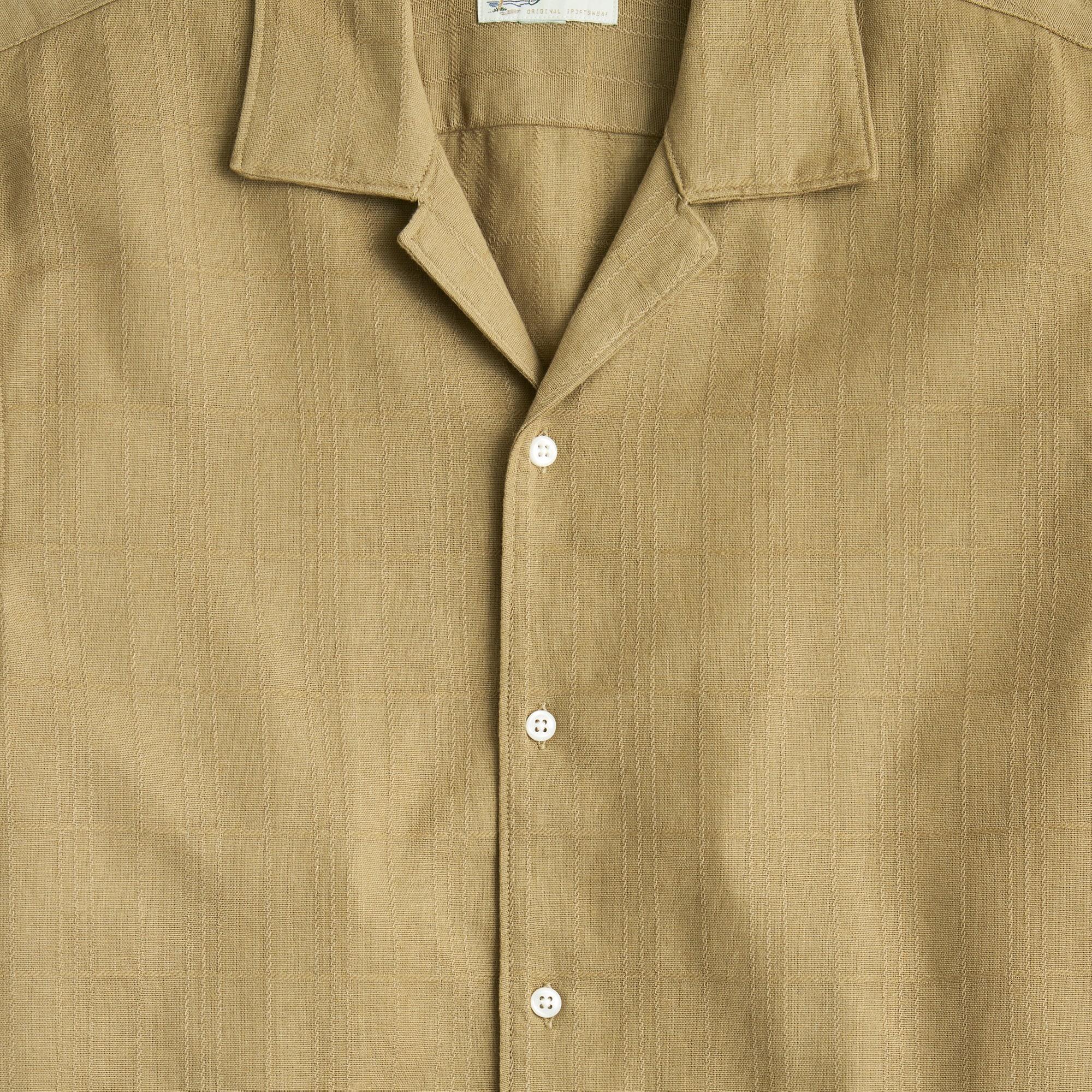 Short-sleeve textured cotton camp-collar shirt Product Image