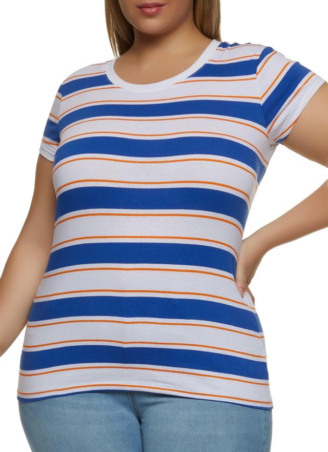 Womens Plus Size Striped Crew Neck Top Product Image