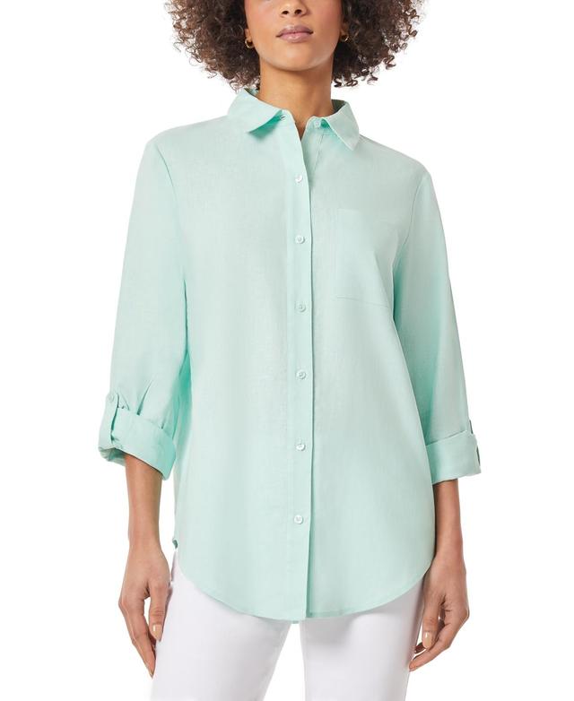 Women's Roll-Tab Oversized Linen Shirt Product Image