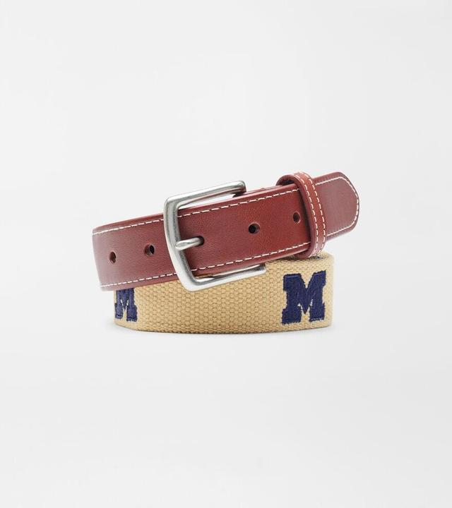 Peter Millar Mens University of Michigan Belt | Color: Khaki | Size: 34 Product Image