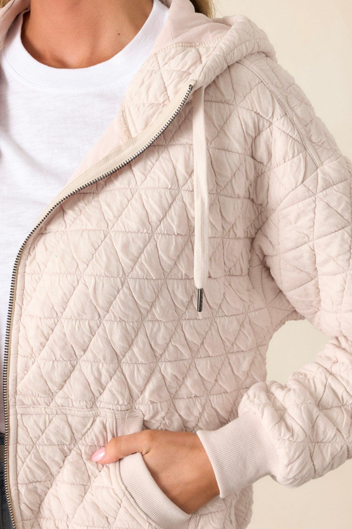 Stormy Skies Ivory Quilted Jacket Product Image