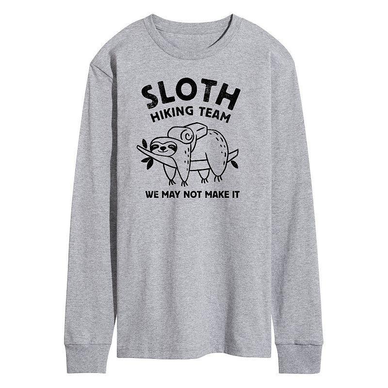 Mens Sloth Hiking We Might Not Make It Long Sleeve Graphic Tee Med Grey Product Image