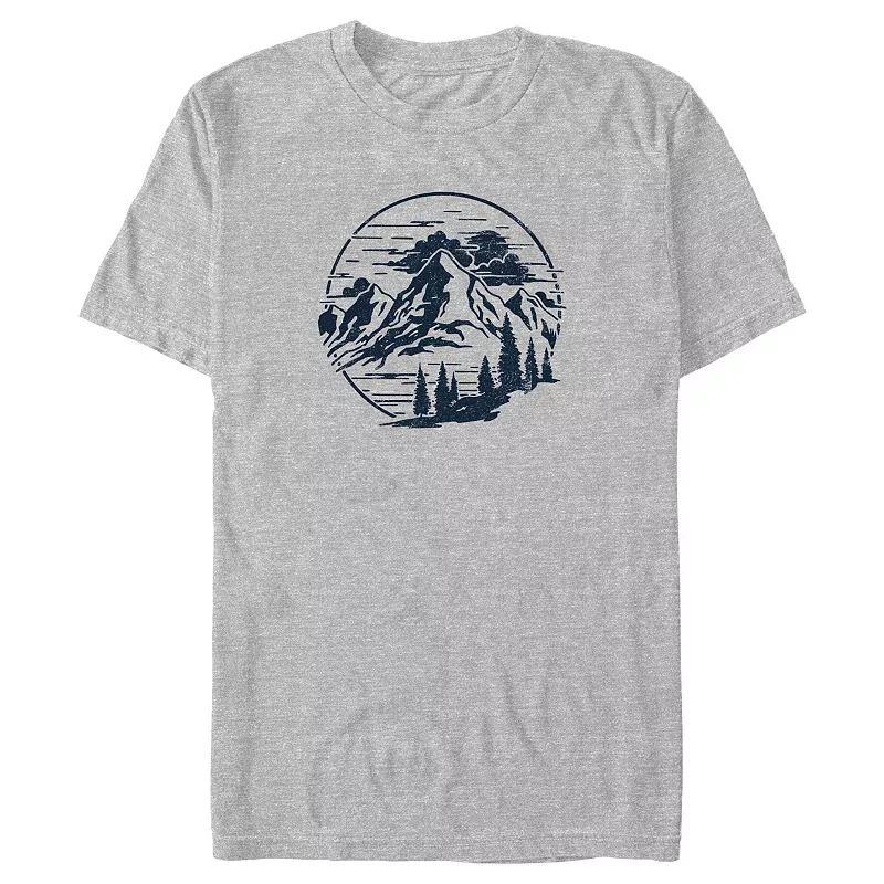 Big & Tall Mountain Front View Graphic Tee, Mens Athletic Grey Product Image