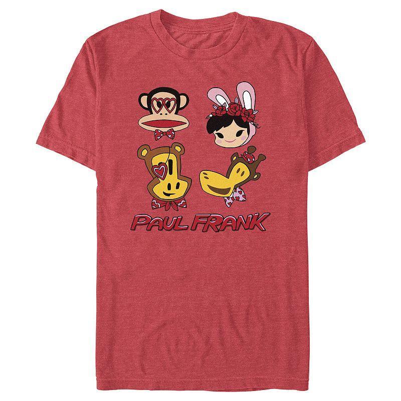 Mens Paul Frank Valentines Day Friends Graphic Tee Red Grey Product Image