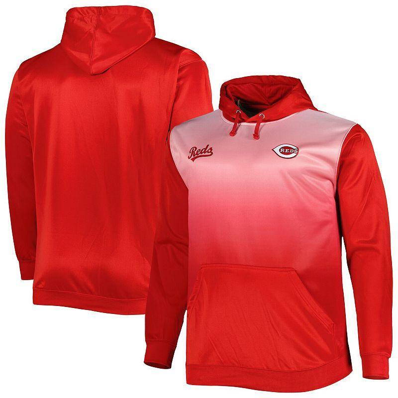 Mens Red Cincinnati Reds Fade Sublimated Fleece Pullover Hoodie Product Image